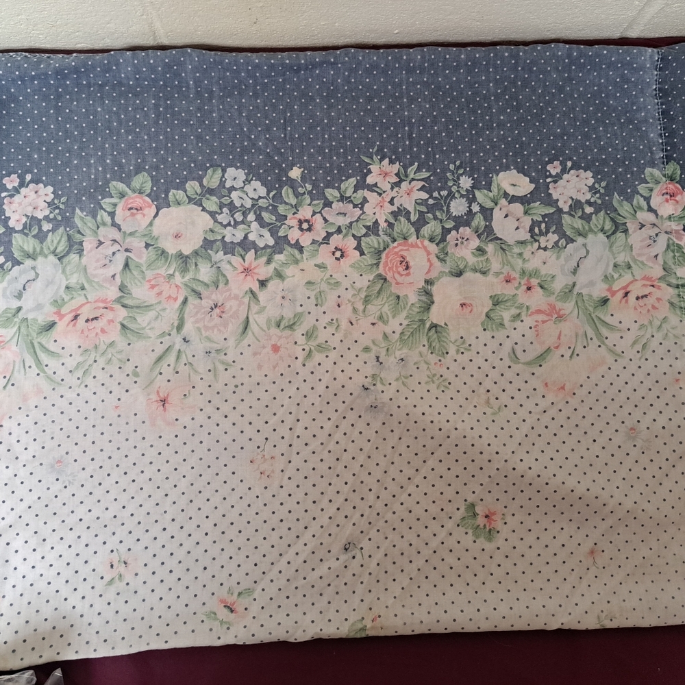 Vintage Stevens Floral Print 2pc Standard Size Pillowcase